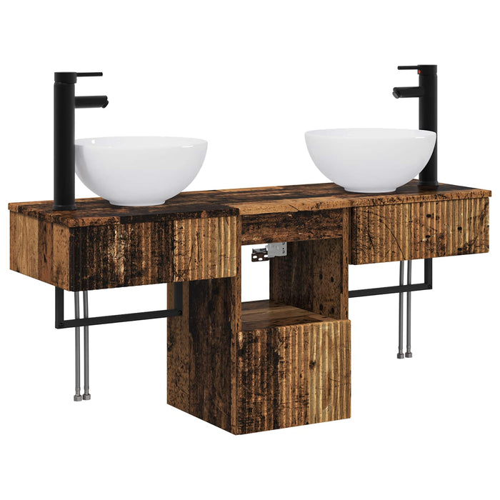 Set de mobilier pentru baie 3 buc. Lemn vechi Lemn prelucrat WALTI