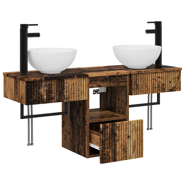 Set de mobilier pentru baie 3 buc. Lemn vechi Lemn prelucrat WALTI