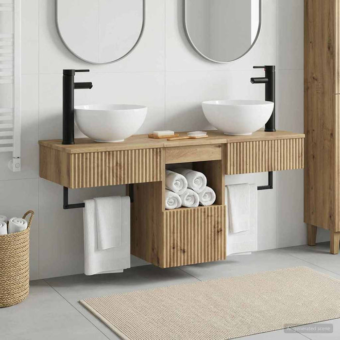 Set de mobilier pentru baie 3 buc. Stejar Artizanal WALTI