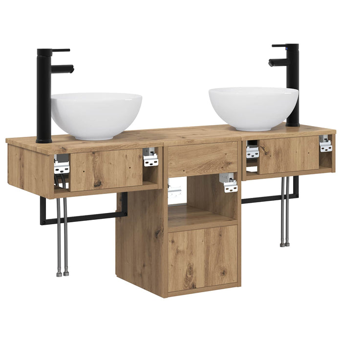 Set de mobilier pentru baie 3 buc. Stejar Artizanal WALTI