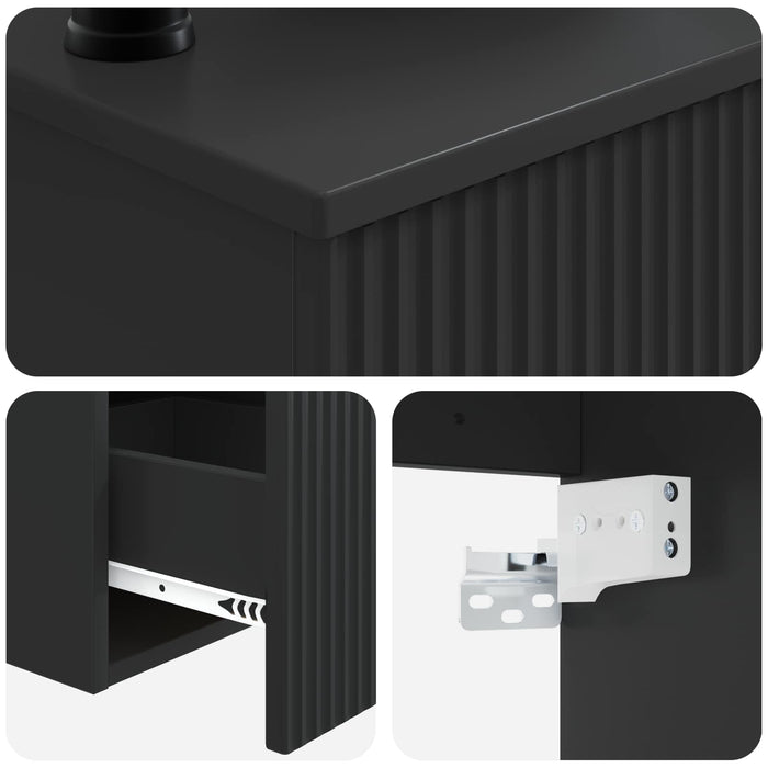 Set de mobilier pentru baie 3 buc. Negru Lemn prelucrat WALTI