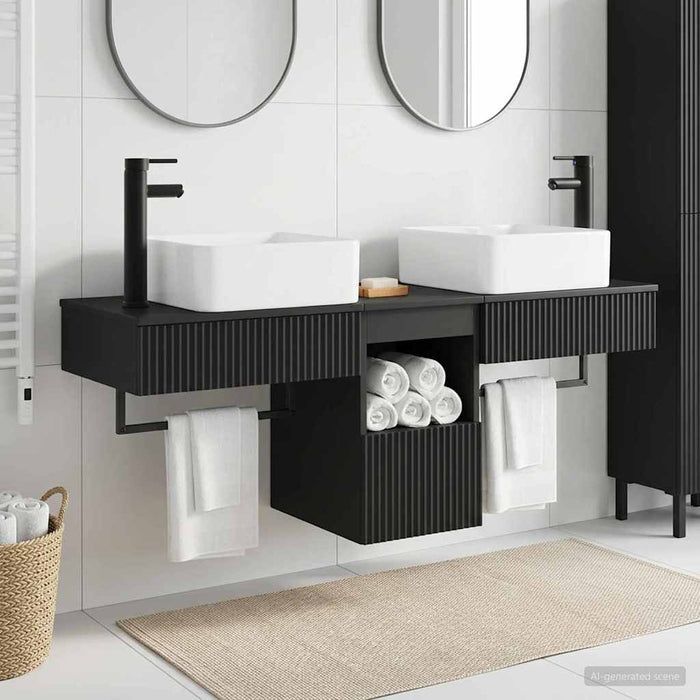 Set de mobilier pentru baie 3 buc. Negru Lemn prelucrat WALTI