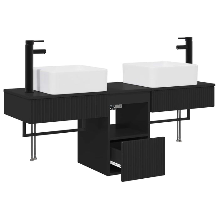 Set de mobilier pentru baie 3 buc. Negru Lemn prelucrat WALTI