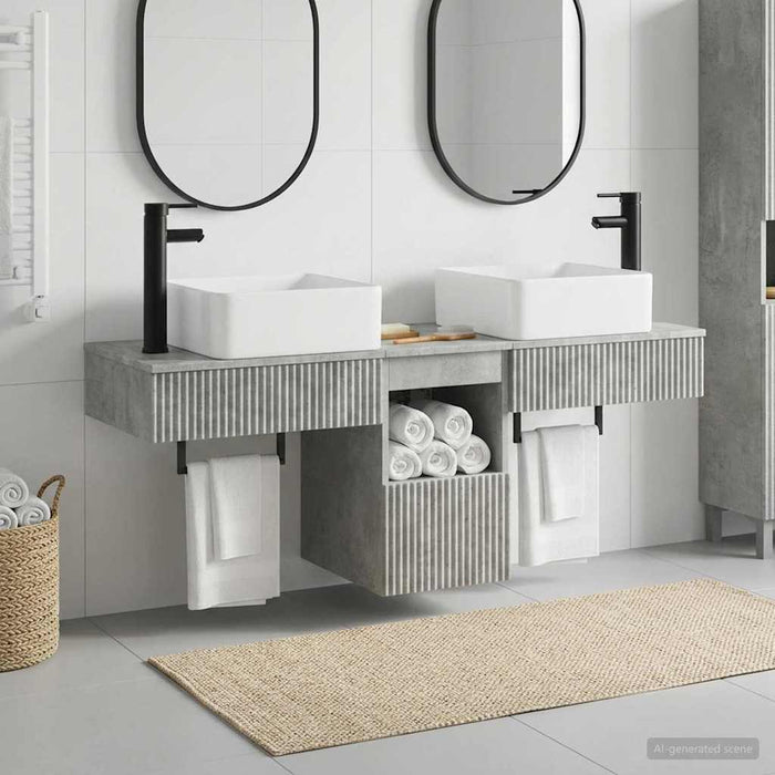 Set de mobilier pentru baie 3 buc. Gri Beton Lemn prelucrat WALTI