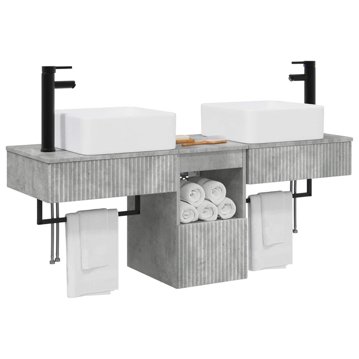 Set de mobilier pentru baie 3 buc. Gri Beton Lemn prelucrat WALTI