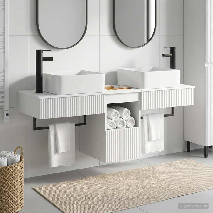 Set de mobilier pentru baie 3 buc. Alb foarte lucios WALTI