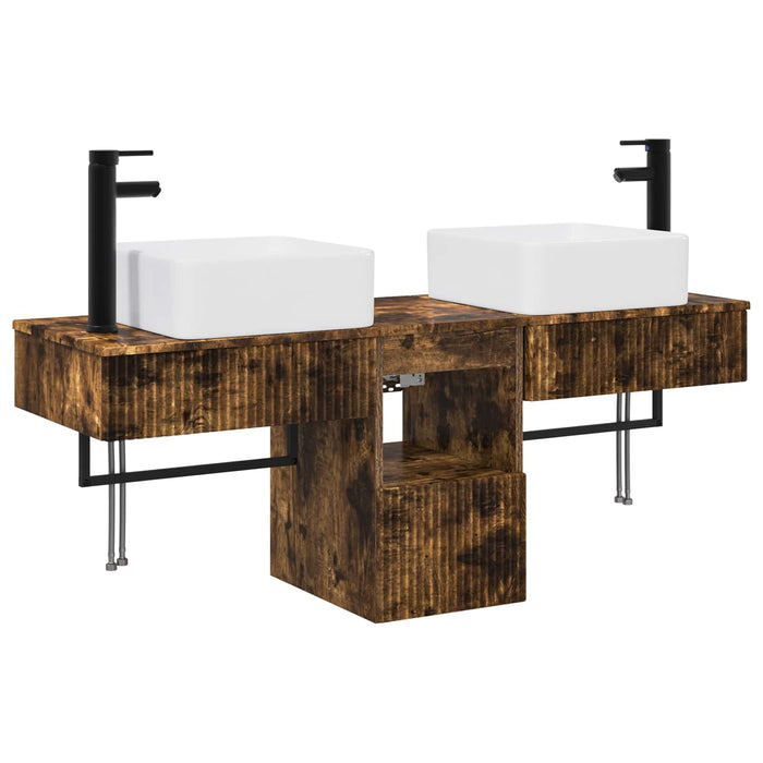 Set de mobilier pentru baie 3 buc. Stejar fumuriu WALTI