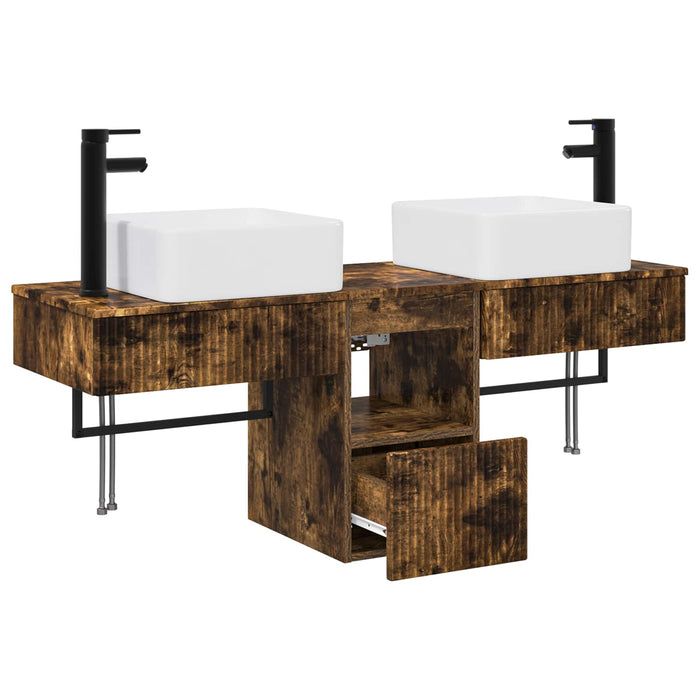 Set de mobilier pentru baie 3 buc. Stejar fumuriu WALTI