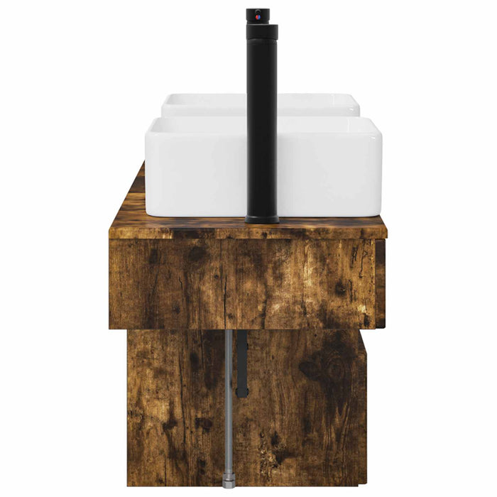 Set de mobilier pentru baie 3 buc. Stejar fumuriu WALTI