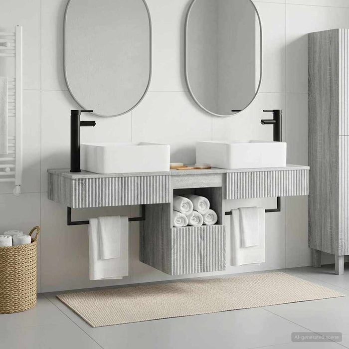 Set de mobilier pentru baie 3 buc. Sonoma gri Lemn prelucrat WALTI