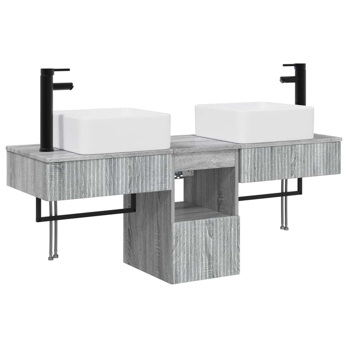 Set de mobilier pentru baie 3 buc. Sonoma gri Lemn prelucrat WALTI