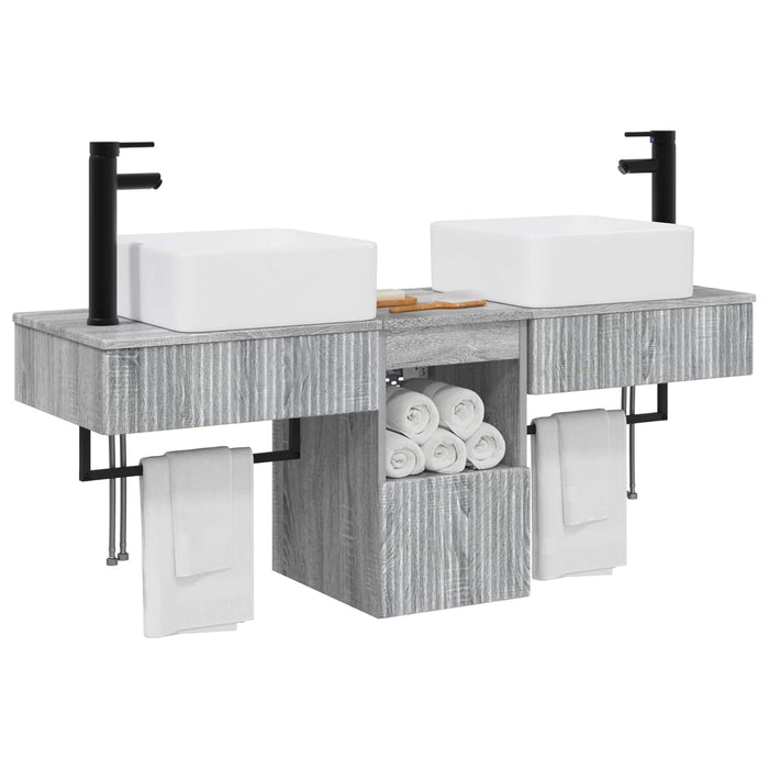 Set de mobilier pentru baie 3 buc. Sonoma gri Lemn prelucrat WALTI