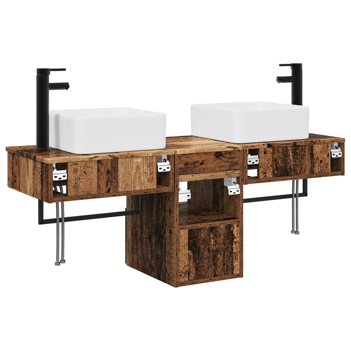 Set de mobilier pentru baie 3 buc. Lemn vechi Lemn prelucrat WALTI