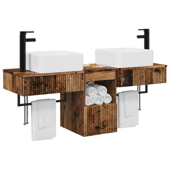 Set de mobilier pentru baie 3 buc. Lemn vechi Lemn prelucrat WALTI