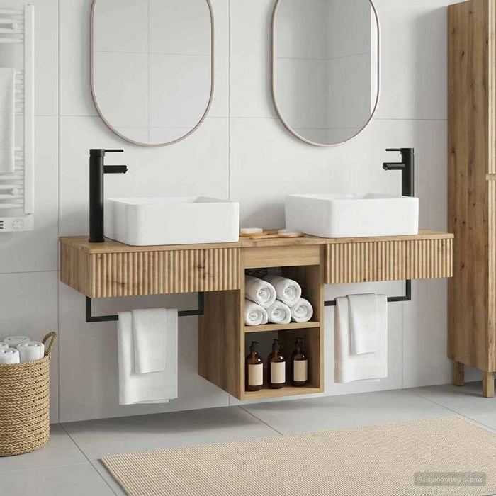 Set de mobilier pentru baie 3 buc. Stejar Artizanal WALTI