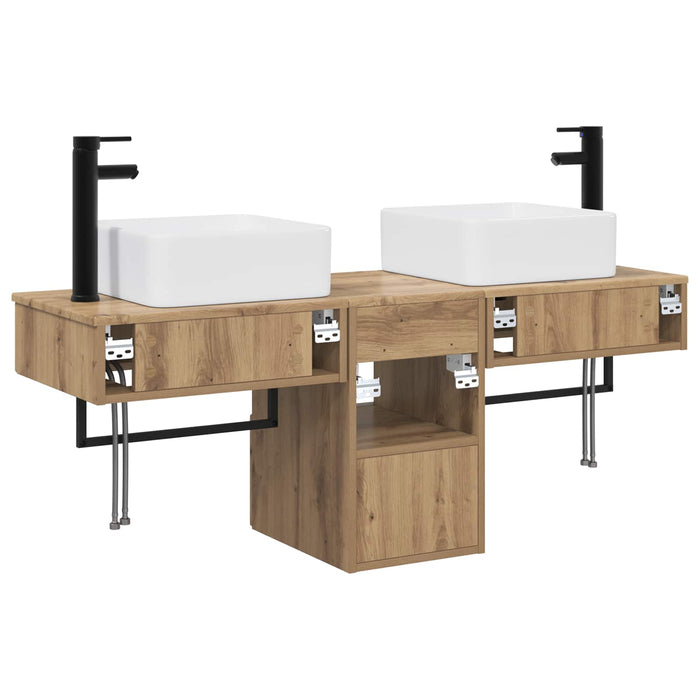 Set de mobilier pentru baie 3 buc. Stejar Artizanal WALTI