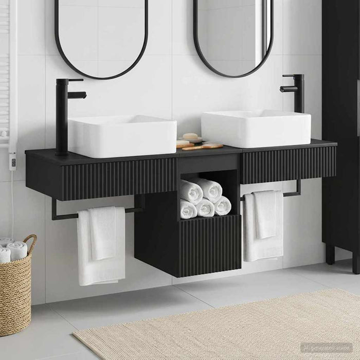 Set dulap baie 3 buc. Negru 53 x 35 x 39 cm Lemn prelucrat WALTI