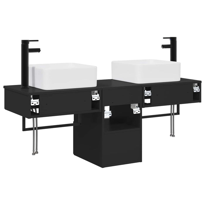 Set dulap baie 3 buc. Negru 53 x 35 x 39 cm Lemn prelucrat WALTI