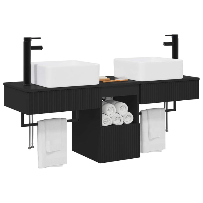 Set dulap baie 3 buc. Negru 53 x 35 x 39 cm Lemn prelucrat WALTI
