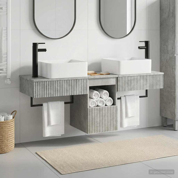 Set dulap baie 3 buc. Gri Beton 53 x 35 x 39 cm Lemn prelucrat WALTI