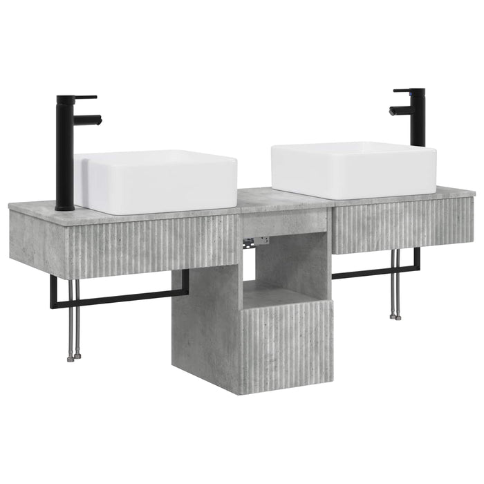 Set dulap baie 3 buc. Gri Beton 53 x 35 x 39 cm Lemn prelucrat WALTI