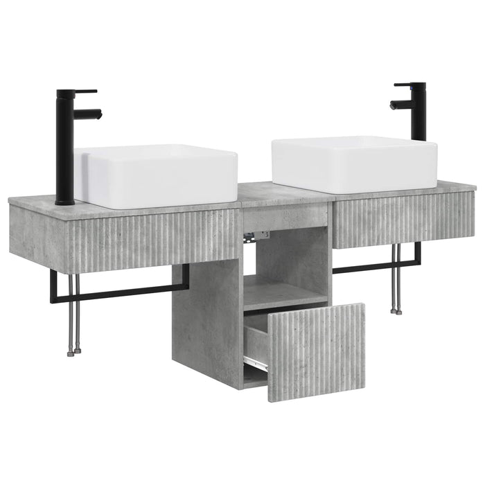 Set dulap baie 3 buc. Gri Beton 53 x 35 x 39 cm Lemn prelucrat WALTI