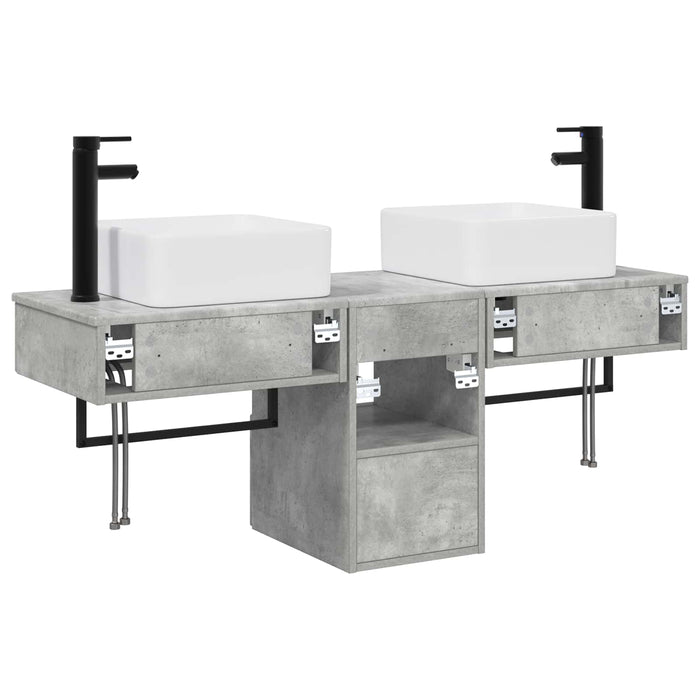 Set dulap baie 3 buc. Gri Beton 53 x 35 x 39 cm Lemn prelucrat WALTI