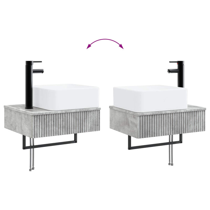 Set dulap baie 3 buc. Gri Beton 53 x 35 x 39 cm Lemn prelucrat WALTI
