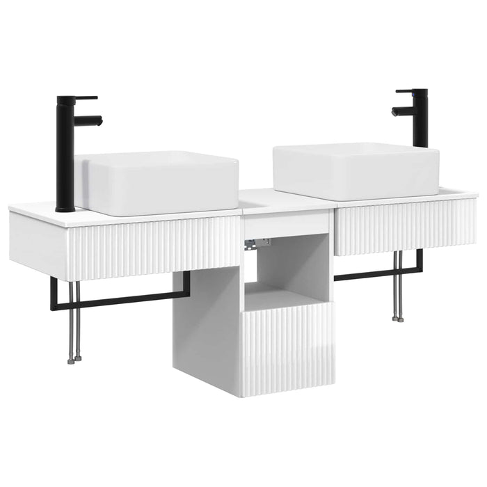 Set dulap baie 3 buc. Alb foarte lucios 53 x 35 x 39 cm WALTI
