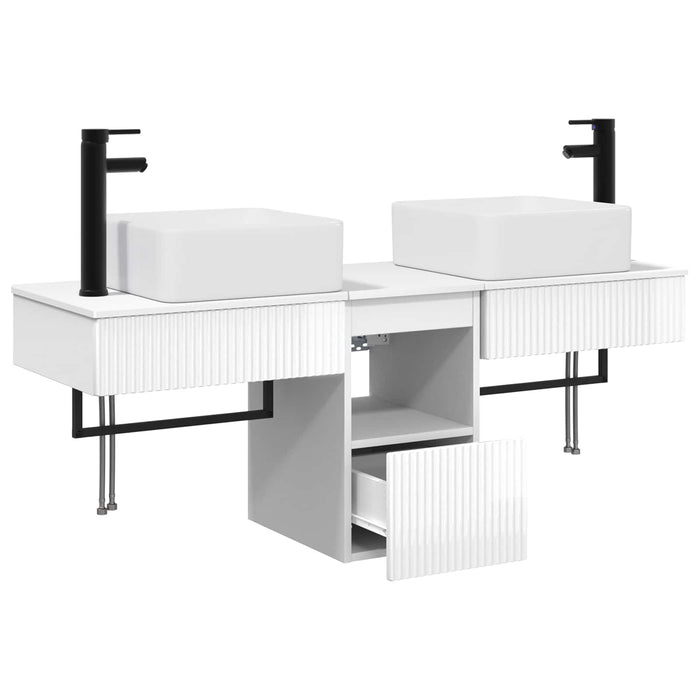 Set dulap baie 3 buc. Alb foarte lucios 53 x 35 x 39 cm WALTI