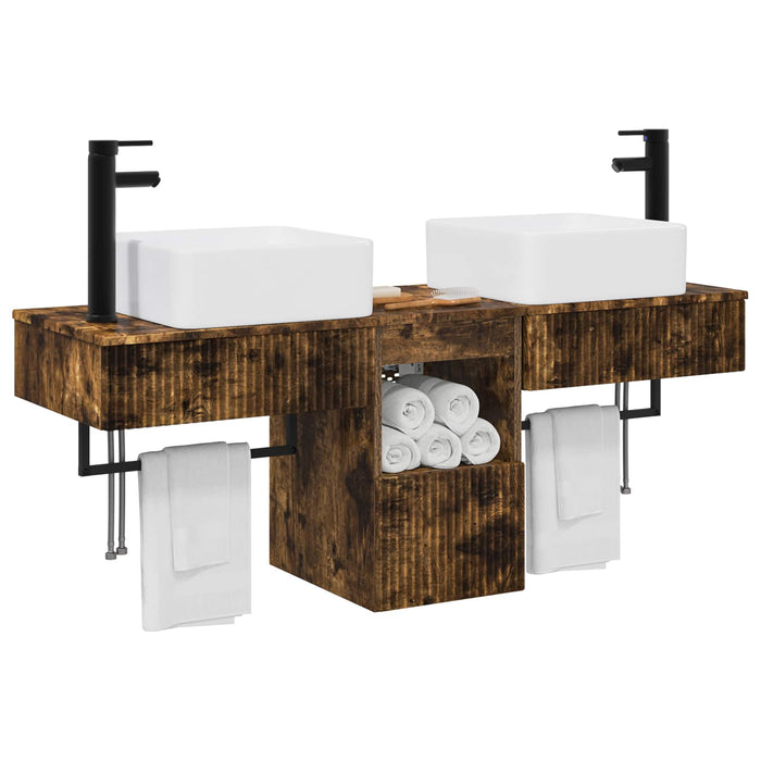 Set dulap baie 3 buc. Stejar fumuriu 53 x 35 x 39 cm WALTI