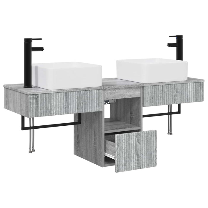 Set dulap baie 3 buc. Sonoma gri 53 x 35 x 39 cm Lemn prelucrat WALTI