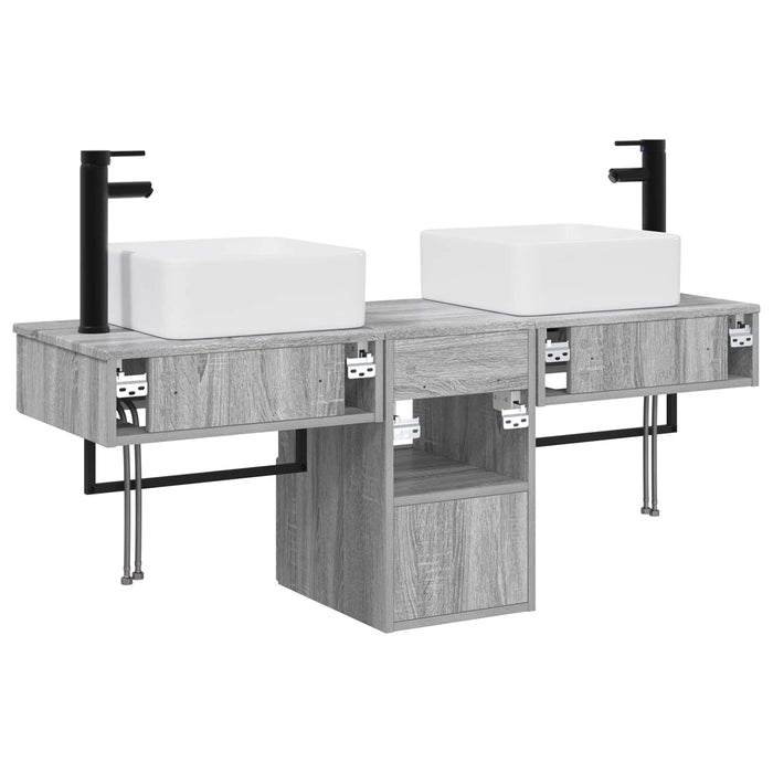 Set dulap baie 3 buc. Sonoma gri 53 x 35 x 39 cm Lemn prelucrat WALTI
