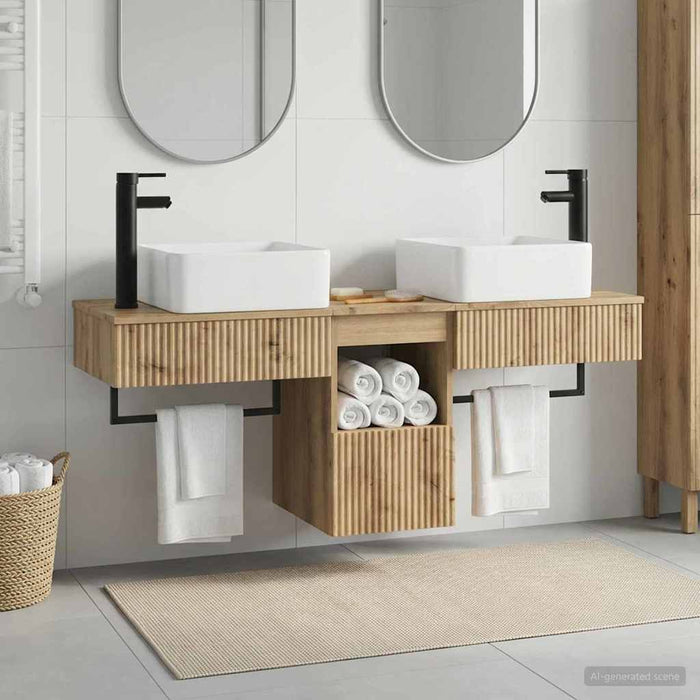 Set dulap baie 3 buc. Stejar Artizanal 53 x 35 x 39 cm WALTI
