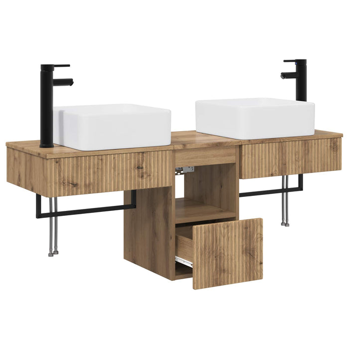 Set dulap baie 3 buc. Stejar Artizanal 53 x 35 x 39 cm WALTI