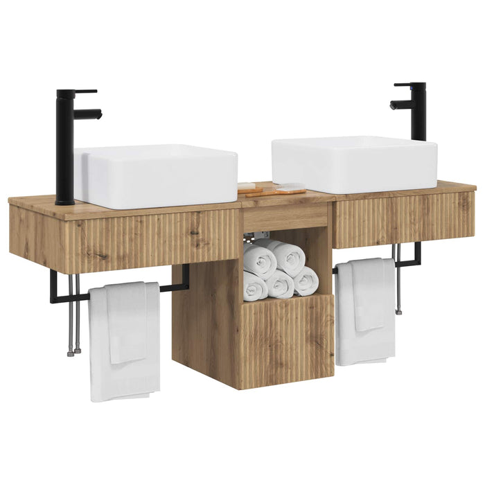 Set dulap baie 3 buc. Stejar Artizanal 53 x 35 x 39 cm WALTI