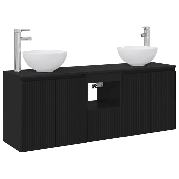 Set dulap baie 3 buc. Negru 49,5 x 35 x 63 cm Lemn prelucrat WALTI