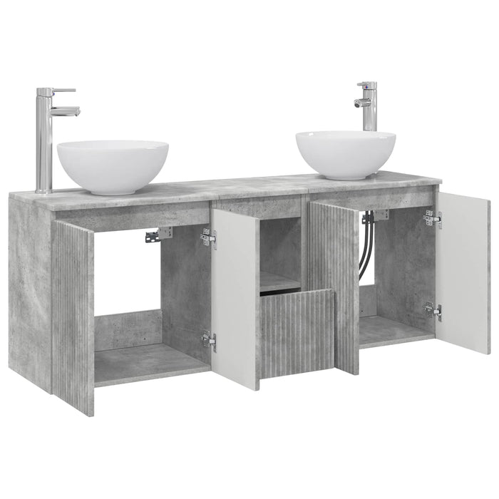Set dulap baie 3 buc. Gri Beton 49,5 x 35 x 63 cm WALTI