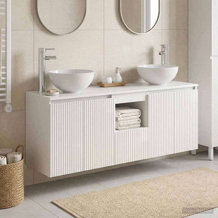 Set dulap baie 3 buc. Alb foarte lucios 49,5 x 35 x 63 cm WALTI
