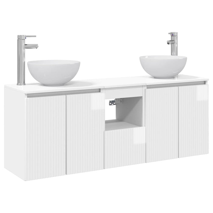 Set dulap baie 3 buc. Alb foarte lucios 49,5 x 35 x 63 cm WALTI