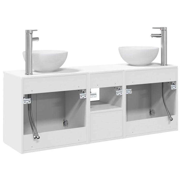 Set dulap baie 3 buc. Alb foarte lucios 49,5 x 35 x 63 cm WALTI