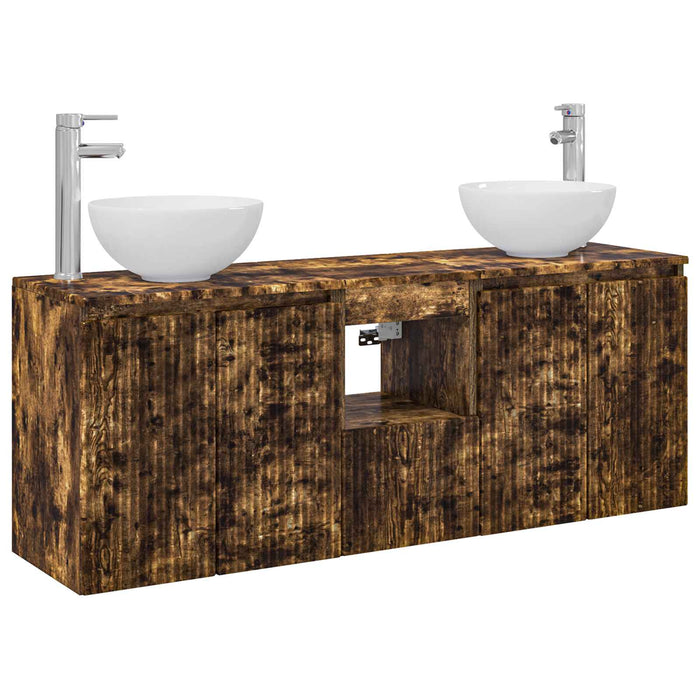 Set dulap baie 3 buc. Stejar fumuriu 49,5 x 35 x 63 cm WALTI