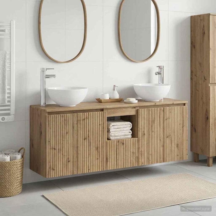 Set dulap baie 3 buc. Stejar Artizanal 49,5 x 35 x 63 cm WALTI