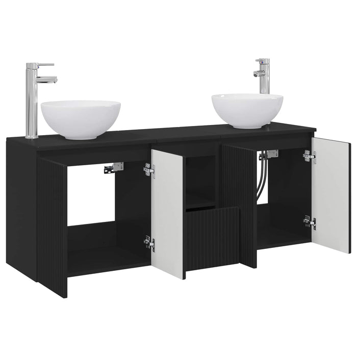 Set dulap baie 3 buc. Negru 49,5 x 41 x 64,5 cm Lemn prelucrat WALTI