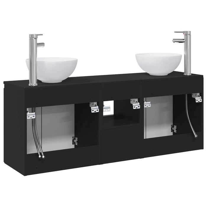 Set dulap baie 3 buc. Negru 49,5 x 41 x 64,5 cm Lemn prelucrat WALTI