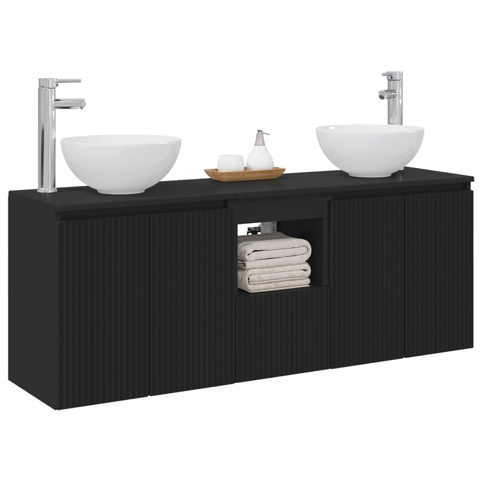 Set dulap baie 3 buc. Negru 49,5 x 41 x 64,5 cm Lemn prelucrat WALTI