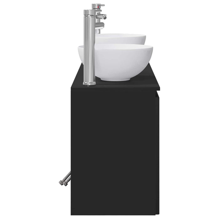 Set dulap baie 3 buc. Negru 49,5 x 41 x 64,5 cm Lemn prelucrat WALTI