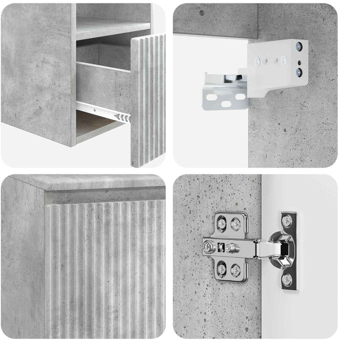 Set dulap baie 3 buc. Gri Beton 49,5 x 41 x 64,5 cm WALTI