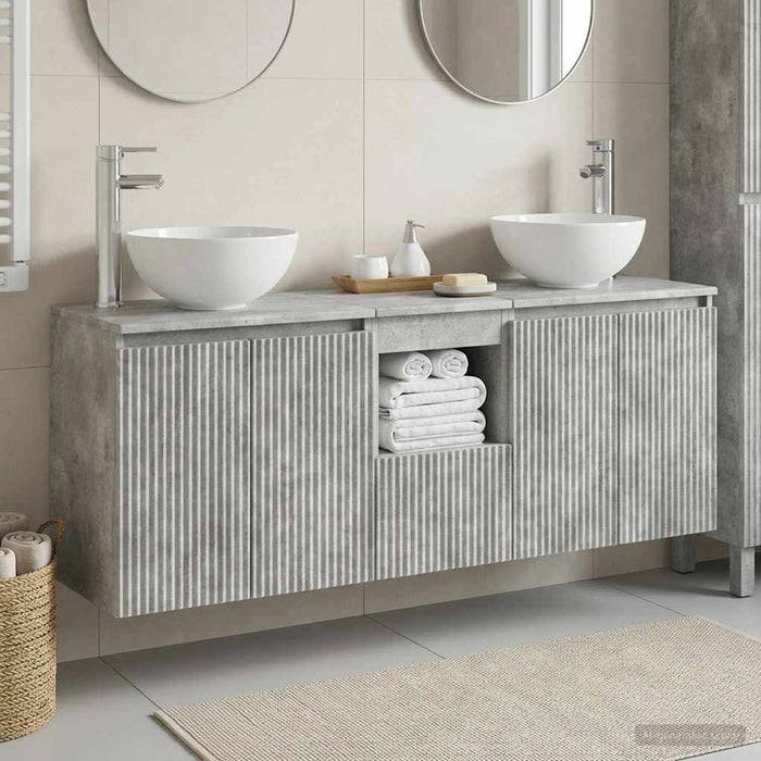 Set dulap baie 3 buc. Gri Beton 49,5 x 41 x 64,5 cm WALTI