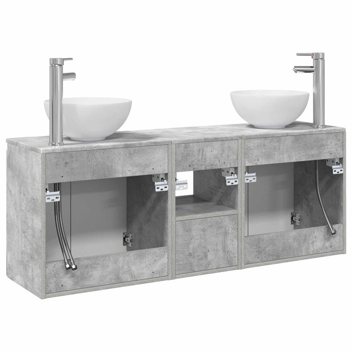 Set dulap baie 3 buc. Gri Beton 49,5 x 41 x 64,5 cm WALTI